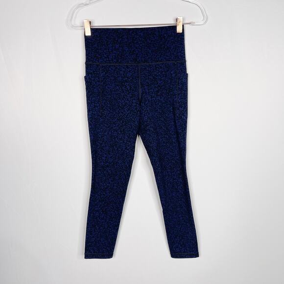 Athleta S Blue Black Salutation Stash Pocket Gravel 7/8 Tight Workout Legging - Picture 2 of 11